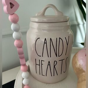 Rae Dunn baby sized candy hearts canister